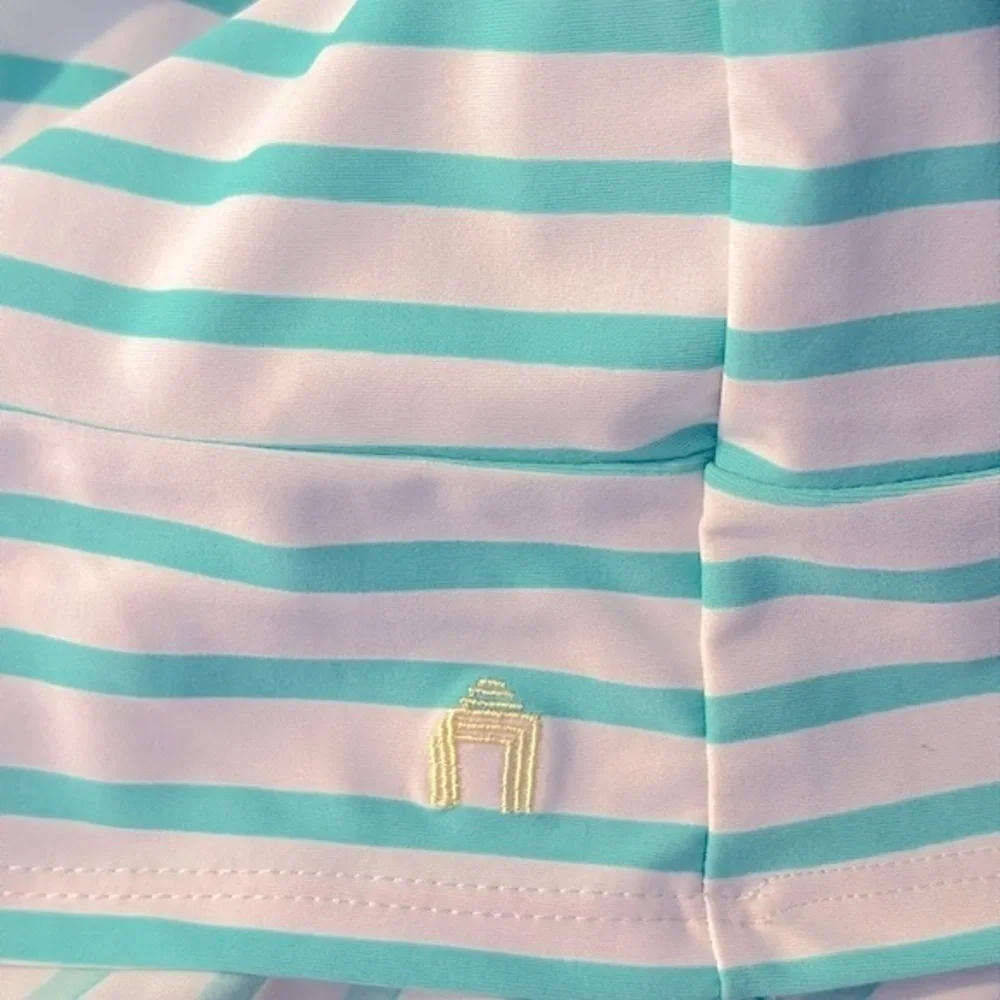 Kids Cabana Life Green & White Striped Nylon & Spandex Swim Cover Up Size 14